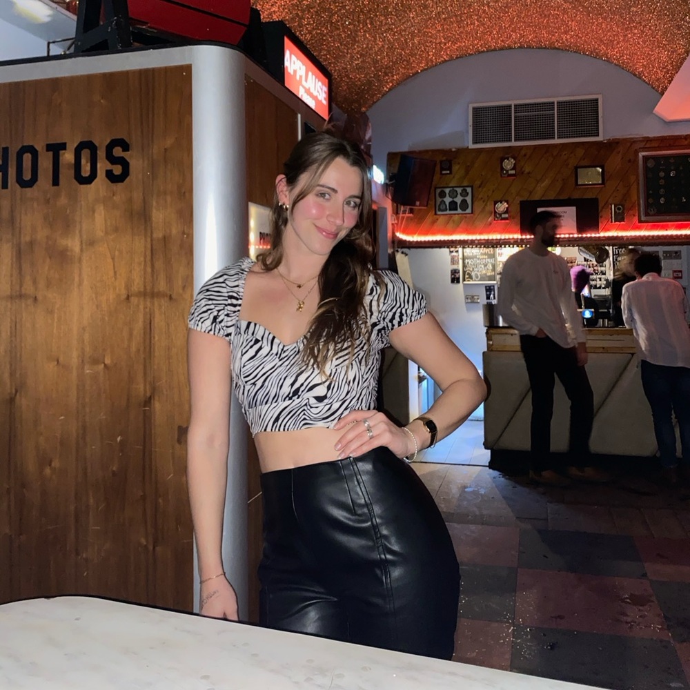 Zebra cap-sleeved crop top